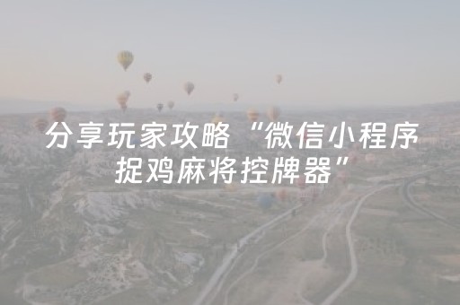 分享玩家攻略“微信小程序捉鸡麻将控牌器”（怎么能调好牌)