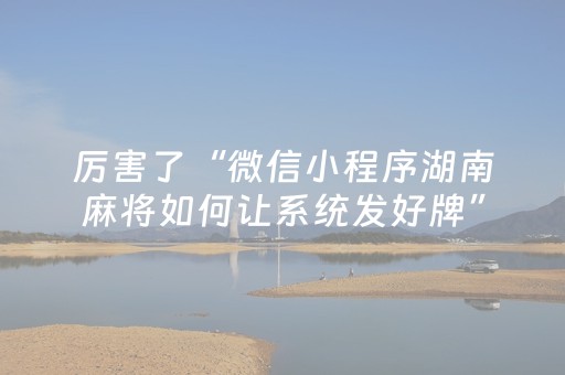 厉害了“微信小程序湖南麻将如何让系统发好牌”（开挂辅助脚本)