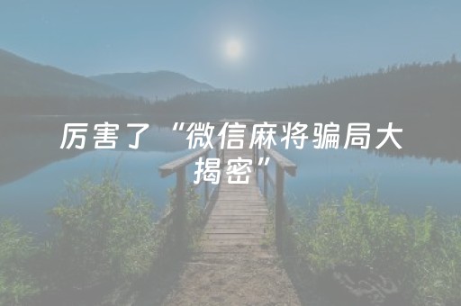 厉害了“微信麻将骗局大揭密”（怎么让系统给你发好牌)