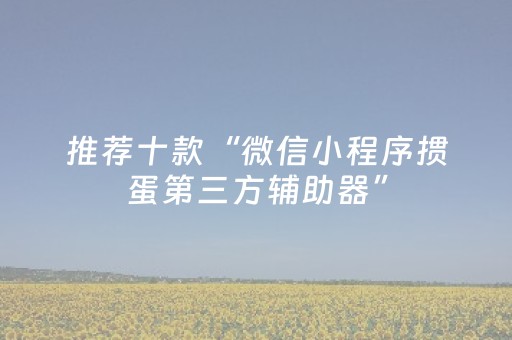 推荐十款“微信小程序掼蛋第三方辅助器”（辅助器通用版)