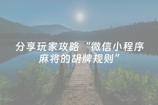 分享玩家攻略“微信小程序麻将的胡牌规则”（技巧和打好牌方法)