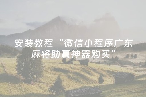 安装教程“微信小程序广东麻将助赢神器购买”（辅助器插件)