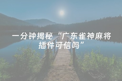 一分钟揭秘“广东雀神麻将插件可信吗”（究竟是不是有挂)