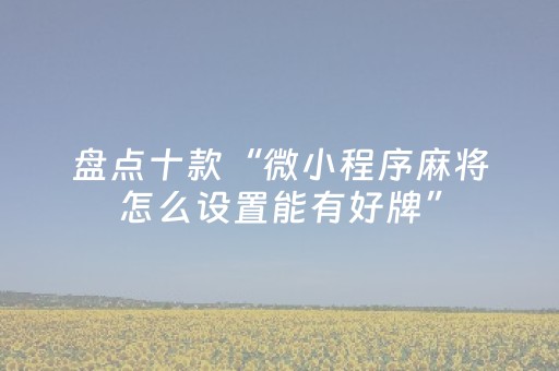 盘点十款“微小程序麻将怎么设置能有好牌”（外辅工具)