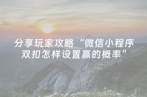 分享玩家攻略“微信小程序双扣怎样设置赢的概率”（赢的技巧规律)