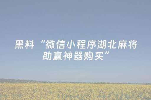 黑料“微信小程序湖北麻将助赢神器购买”（辅助器下载)