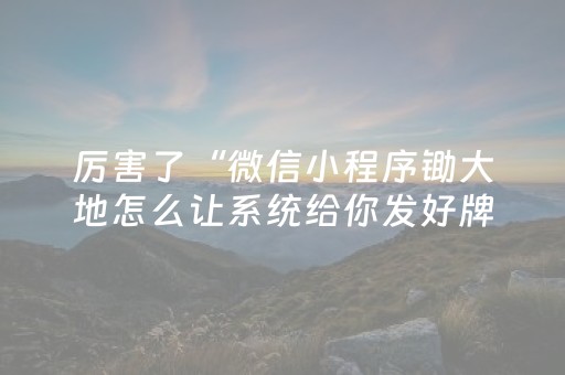 厉害了“微信小程序锄大地怎么让系统给你发好牌”（怎么提高胜率)