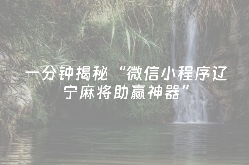 一分钟揭秘“微信小程序辽宁麻将助赢神器”（充会员胜率高)