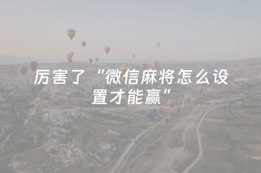 厉害了“微信麻将怎么设置才能赢”（规律确实有挂)