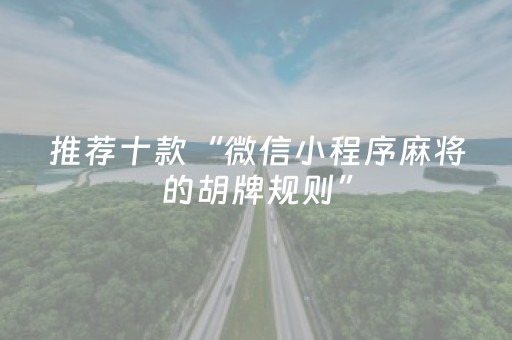 推荐十款“微信小程序麻将的胡牌规则”（做弊器软件下载)