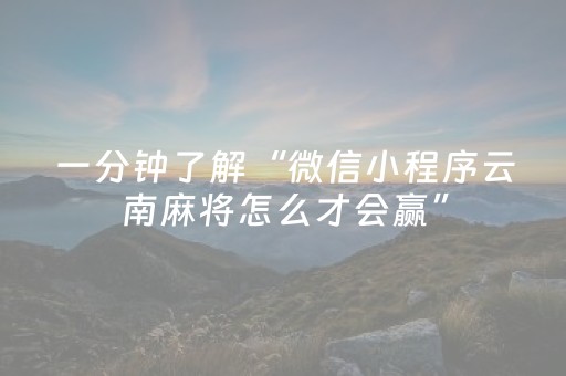 一分钟了解“微信小程序云南麻将怎么才会赢”（攻略插件)
