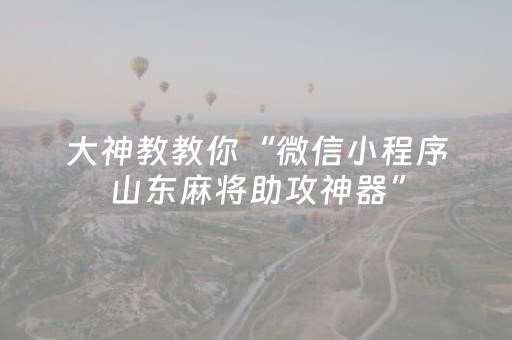 大神教教你“微信小程序山东麻将助攻神器”（怎么提高胜率)