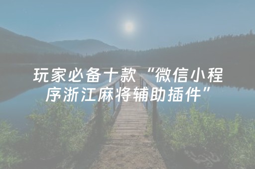 玩家必备十款“微信小程序浙江麻将辅助插件”（开挂辅助插件)