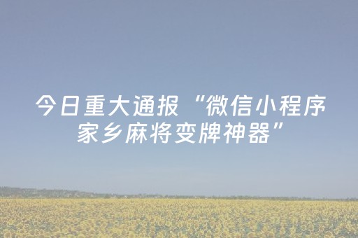 今日重大通报“微信小程序家乡麻将变牌神器”（控牌神器)