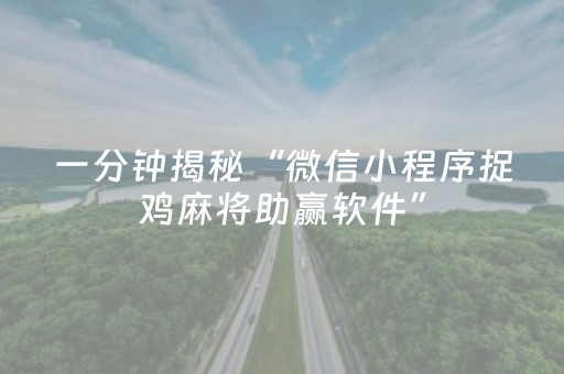 一分钟揭秘“微信小程序捉鸡麻将助赢软件”（是否能开挂)