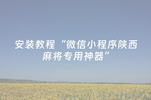 安装教程“微信小程序陕西麻将专用神器”（是否能开挂)