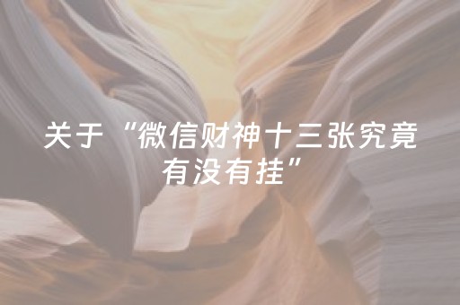关于“微信财神十三张究竟有没有挂”（插件可信吗)