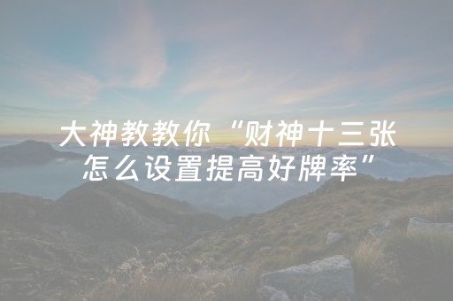 大神教教你“财神十三张怎么设置提高好牌率”（开挂辅助器插件)