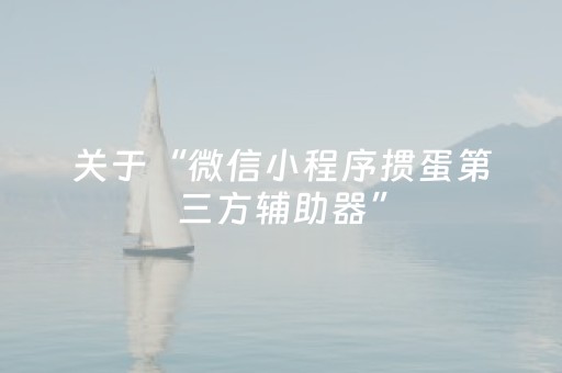 关于“微信小程序掼蛋第三方辅助器”（助攻神器)