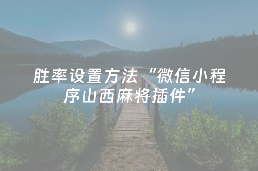 胜率设置方法“微信小程序山西麻将插件”（技巧和打好牌方法)