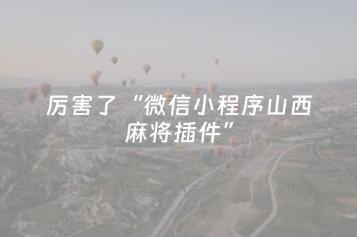 厉害了“微信小程序山西麻将插件”（万能开挂神器)