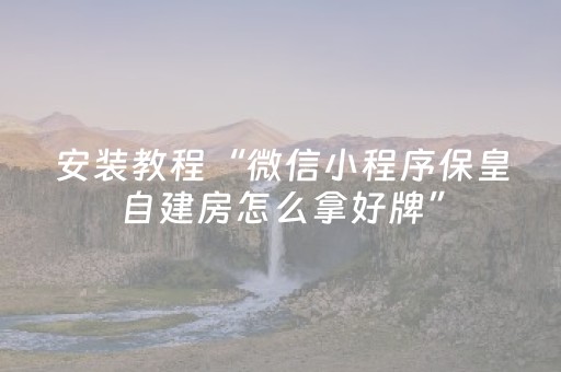 安装教程“微信小程序保皇自建房怎么拿好牌”（通用挂软件多少钱)