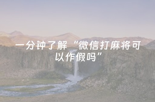 一分钟了解“微信打麻将可以作假吗”（是否能开挂)