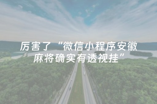 厉害了“微信小程序安徽麻将确实有透视挂”（怎么调胜率)