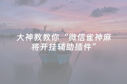 大神教教你“微信雀神麻将开挂辅助插件”（辅助软件)