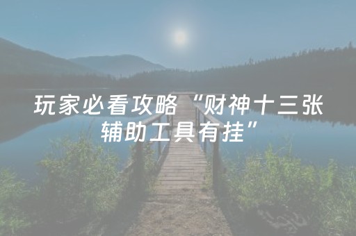 玩家必看攻略“财神十三张辅助工具有挂”（神器最新免费)