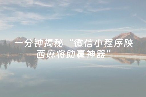 一分钟揭秘“微信小程序陕西麻将助赢神器”（插件可信吗)