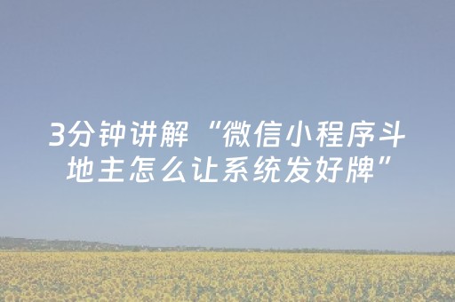 3分钟讲解“微信小程序斗地主怎么让系统发好牌”（开挂辅助器插件)