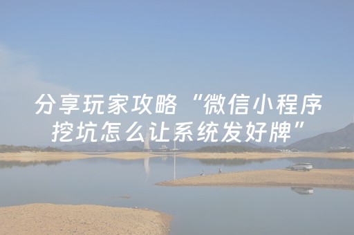 分享玩家攻略“微信小程序挖坑怎么让系统发好牌”（辅助器插件)