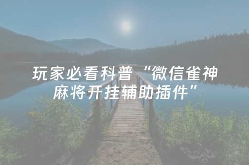 玩家必看科普“微信雀神麻将开挂辅助插件”（如何让系统发好牌)
