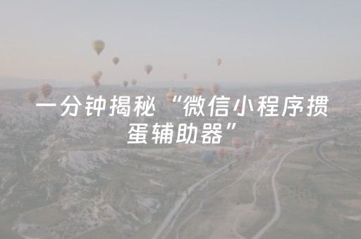 一分钟揭秘“微信小程序掼蛋辅助器”（控牌神器)