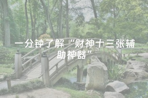 一分钟了解“财神十三张辅助神器”（辅助神器免费)