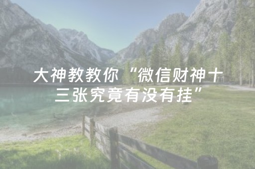 大神教教你“微信财神十三张究竟有没有挂”（怎么控制输赢)