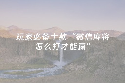 玩家必备十款“微信麻将怎么打才能赢”（透明器教程)