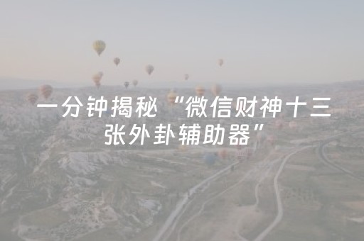 一分钟揭秘“微信财神十三张外卦辅助器”（怎么能调好牌)