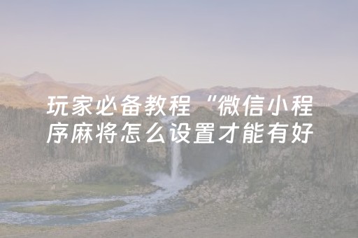 玩家必备教程“微信小程序麻将怎么设置才能有好牌”（提高胜率技巧)