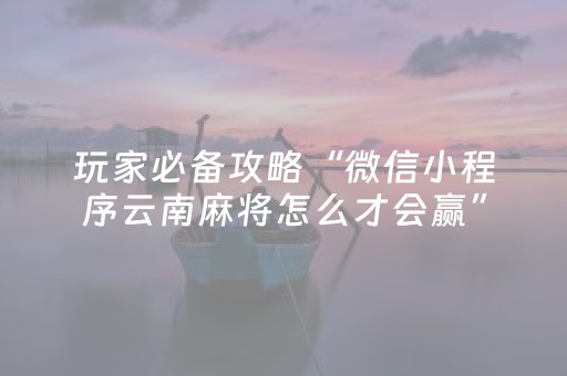 玩家必备攻略“微信小程序云南麻将怎么才会赢”（自建房怎么拿好牌)