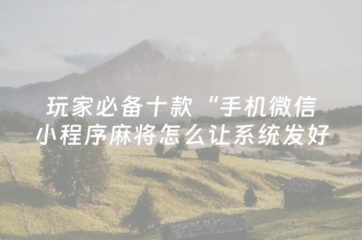 玩家必备十款“手机微信小程序麻将怎么让系统发好牌”（助赢神器购买)