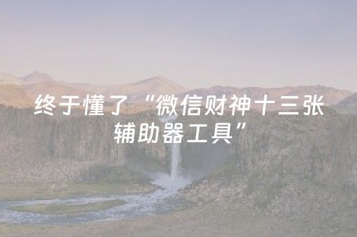 终于懂了“微信财神十三张辅助器工具”（控牌器)