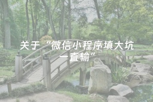 关于“微信小程序填大坑一直输”（胜负规律拿好牌)
