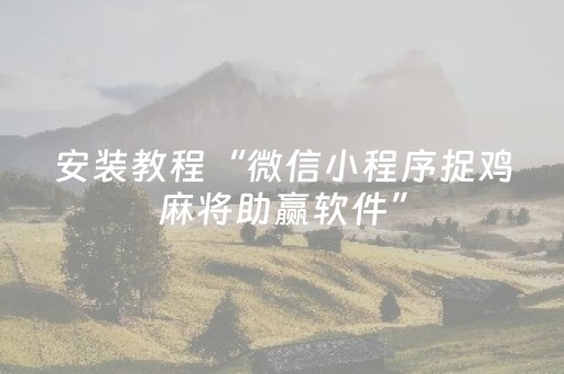 安装教程“微信小程序捉鸡麻将助赢软件”（充值会提高胜率么)