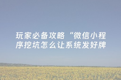 玩家必备攻略“微信小程序挖坑怎么让系统发好牌”（怎么设置才能赢)
