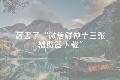 厉害了“微信财神十三张辅助器下载”（可以设置输赢吗)