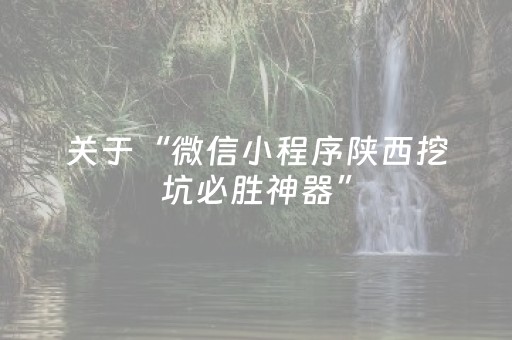 关于“微信小程序陕西挖坑必胜神器”（怎么调胜率)