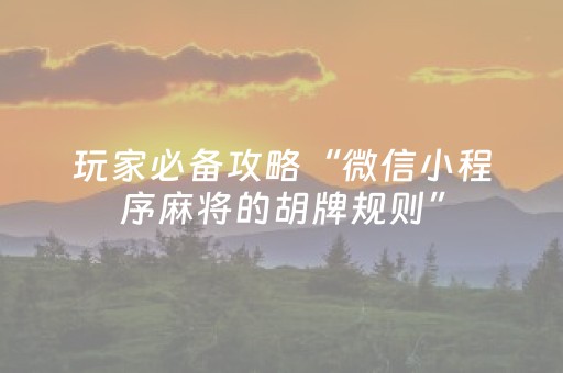 玩家必备攻略“微信小程序麻将的胡牌规则”（怎么让系统给自己好牌)