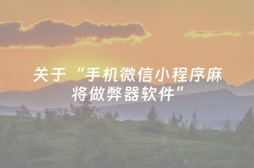 关于“手机微信小程序麻将做弊器软件”（赢的技巧规律)